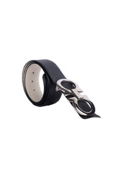 Salvatore Ferragamo Silver Gancini Black Belt