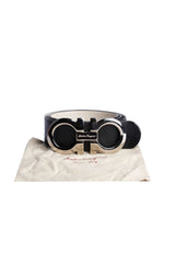 Salvatore Ferragamo Silver Gancini Black Belt