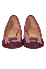 Salvatore Ferragamo Square Buckle Suede Pumps