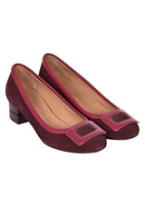 Salvatore Ferragamo Square Buckle Suede Pumps