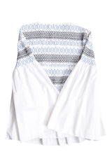 See By Chloe White Cotton Smocked Top