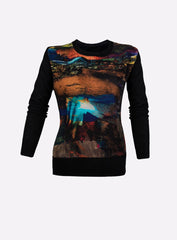 Ted Baker Black Printed Ruched Top