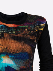 Ted Baker Black Printed Ruched Top