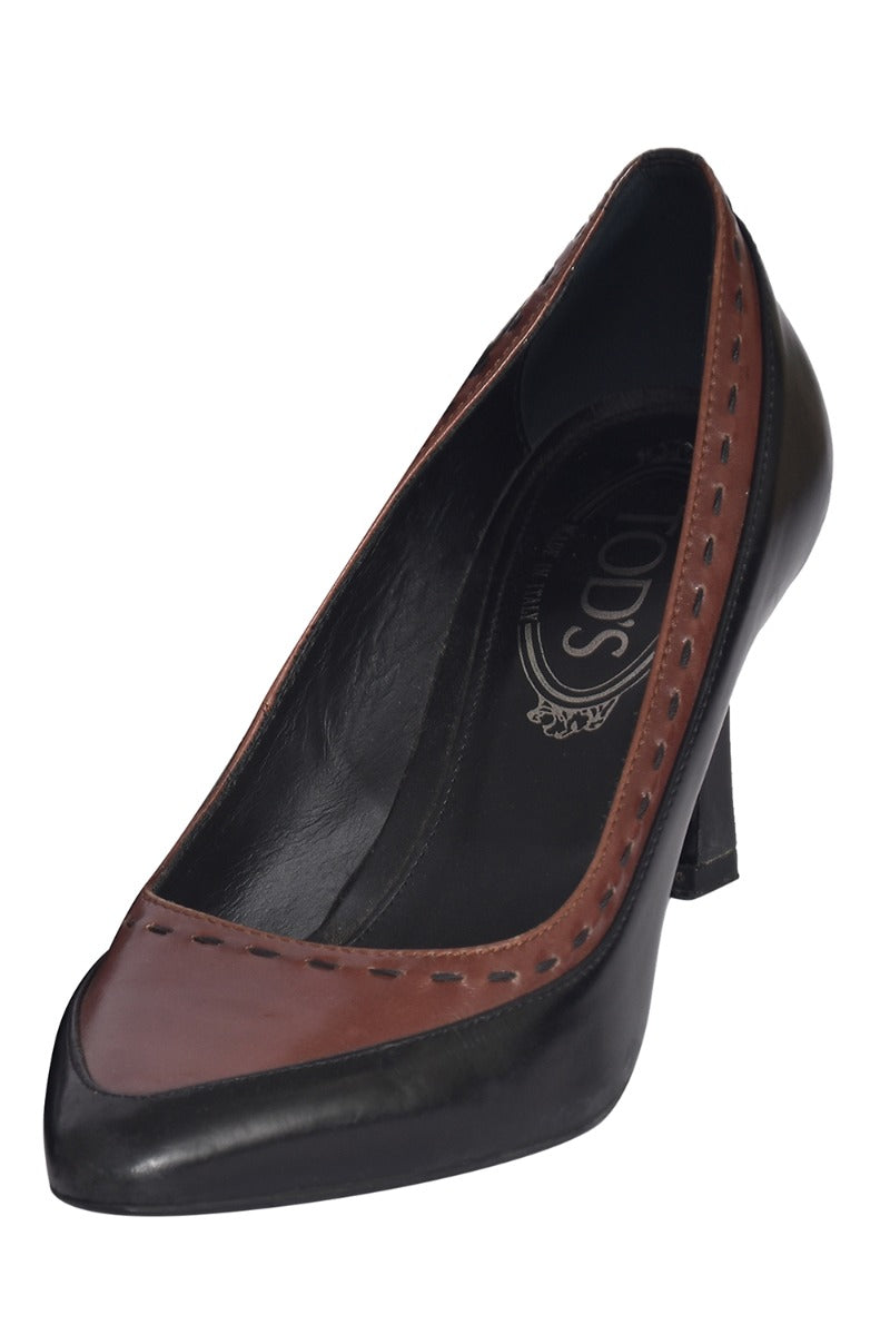 Tod'S Brown Leather Pointed Pumps