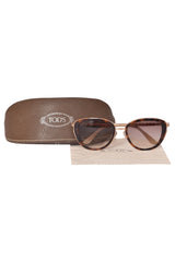 Tod'S Tortoise Leather Trim Sunglasses