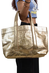 Tory Burch Golden Metallic Travel Tote Bag