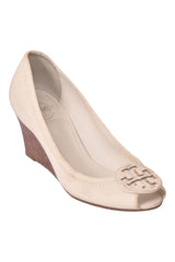 Tory Burch Logo Peep Toe Wedges Rt127-10