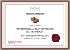 Tory Burch Selma Logo Tan Pebbled Leather Wedges