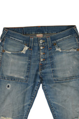 True Religion Ripped Button Denim Jeans
