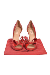 Valentino Red Bow Patent Leather Heels