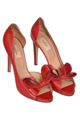 Valentino Red Bow Patent Leather Heels
