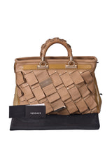 Versace Beige Braided Satchel Bag