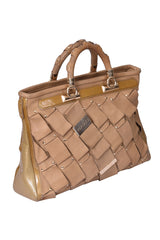 Versace Beige Braided Satchel Bag