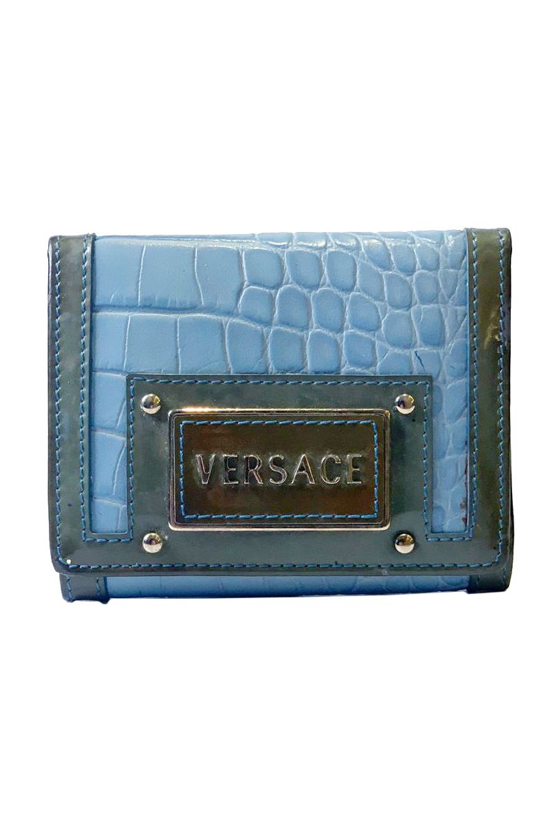 Versace Blue Tri Fold Wallet