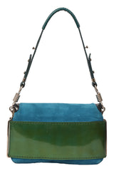 versace-green-patent-and-blue-suede-flap-shoulder-bag