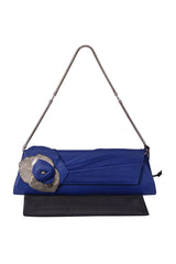 Versace Leather Blue Sling With Sequin Rose