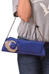 Versace Leather Blue Sling With Sequin Rose