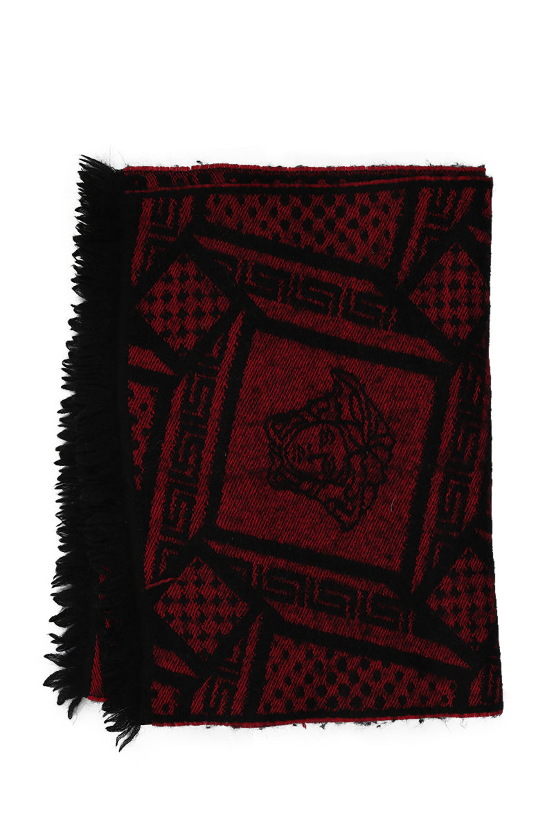 Versace Medusa Red & Black Wool Scarf