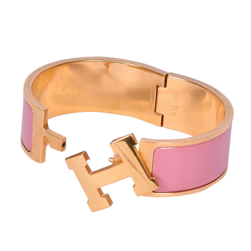 HERMES PINK CLIC CLAC H ENAMEL