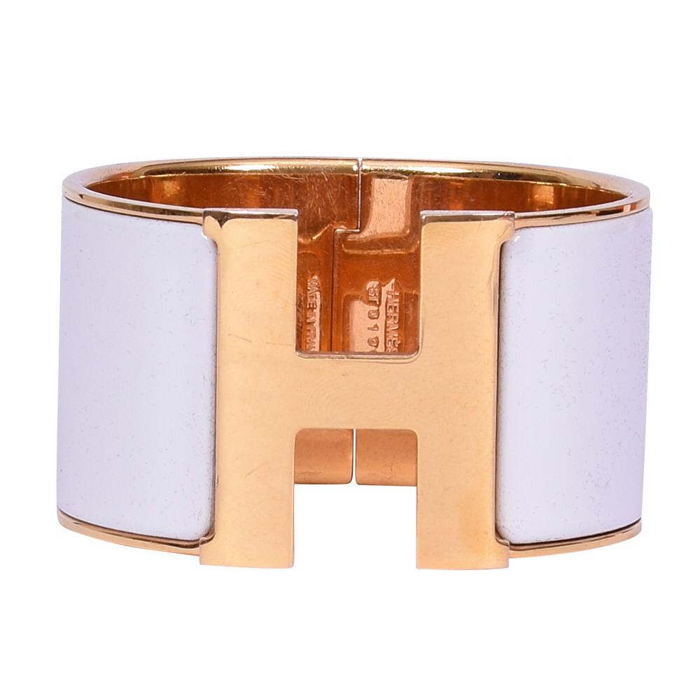 HERMES WHITE CLIC CLAC H ENAMEL