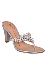 Guiseppe Zanotti Silver Stoned Sandals