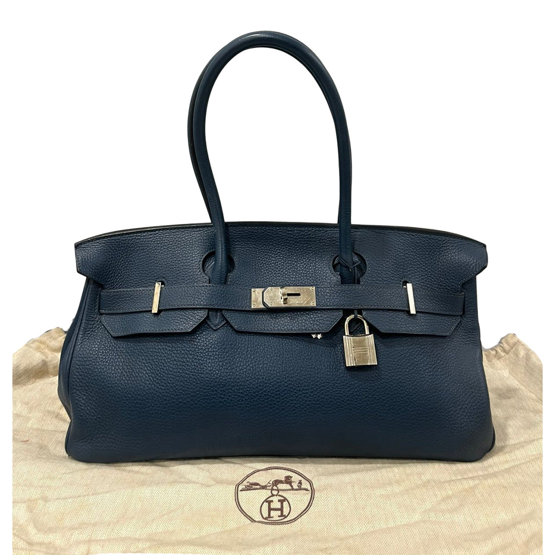 Hermes Jpg Birkin 42 Blue Sapphire Clemence Taurillon Bag 