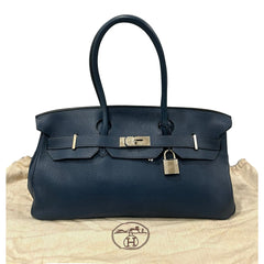 Hermes Jpg Birkin 42 Blue Sapphire Clemence Taurillon Bag 