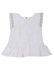 Young Versace White Peplum Crystal Top