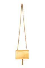 Saint Laurent Gold Metallic Leather Classic Monogram Tassel Small Flap Bag