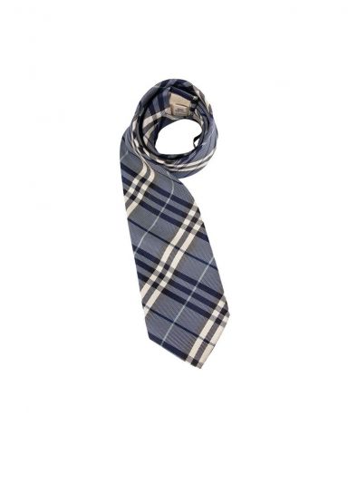 Pre-Owned LOUIS VUITTON Louis Vuitton Cravat Monogram Ribbon Tie M71726  Silk Gray Series Blue Stripe Overall Pattern Logo (Good)