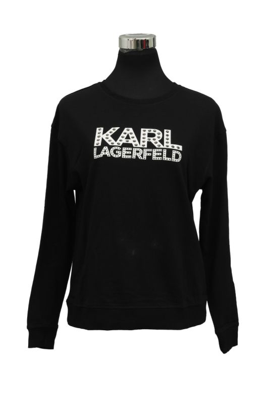 Karl Lagerfeld Size S Black Studded Logo Full Sleeved T Shirt