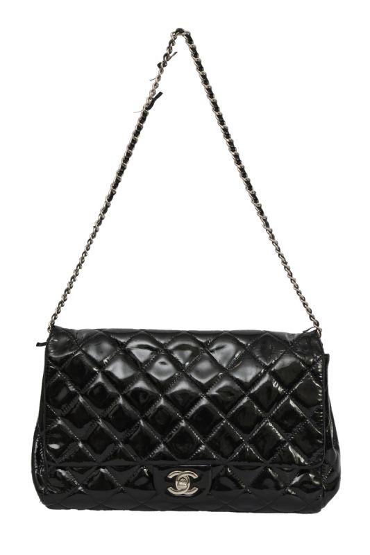 Chanel Classic Black Patent Leather Chain Bag