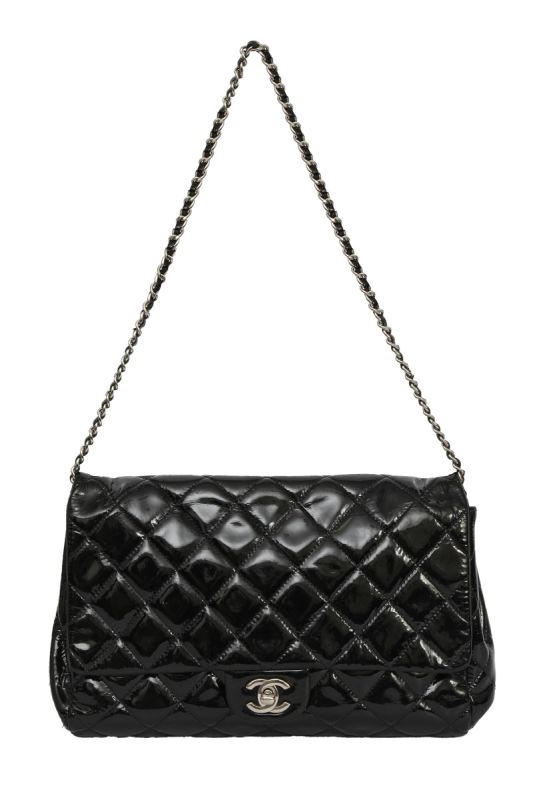 Chanel Classic Black Patent Leather Chain Bag