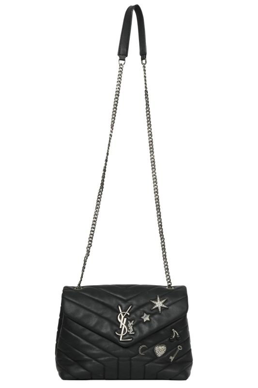 YVES SAINT LAURENT BLACK CHARMS FLAP ENVELOPE SLING 