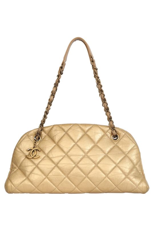 Chanel Mademoiselle Gold Quilted Leather Shoulder Bag