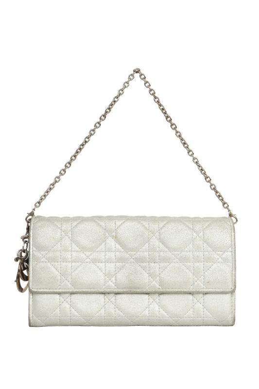 Christian Dior Quilted Leather Silver Pochette