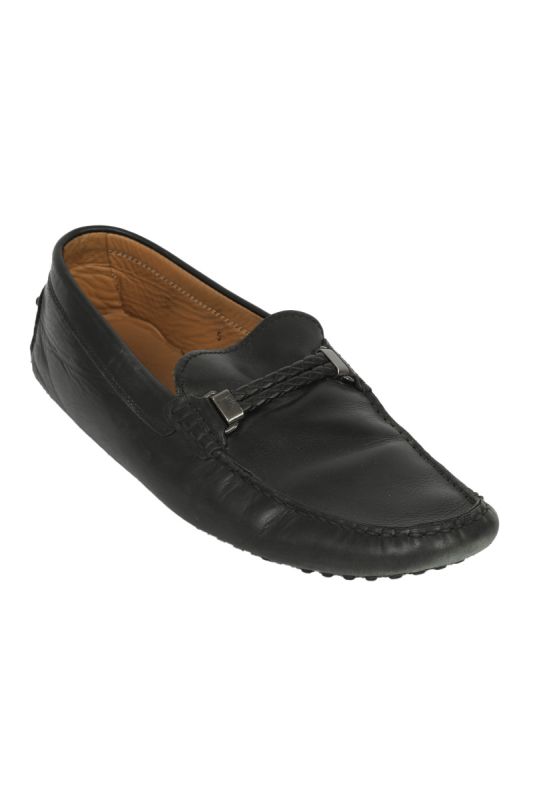 Tod’s Size 9 Black Braided Loafers 