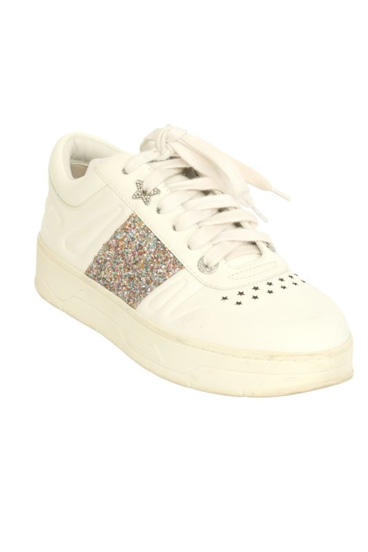 Jimmy Choo EU 37 Hawaii Glitter Platform Sneakers