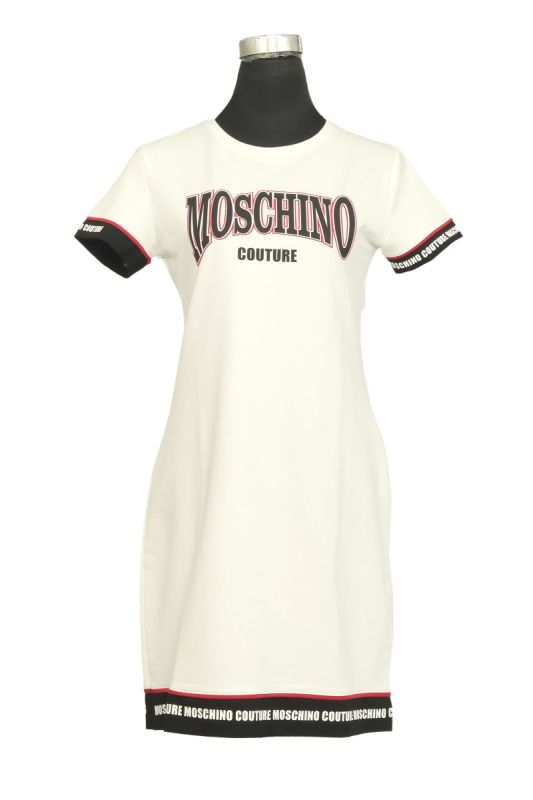 Moschino Couture Size M Graphic Logo White T-Shirt Dress