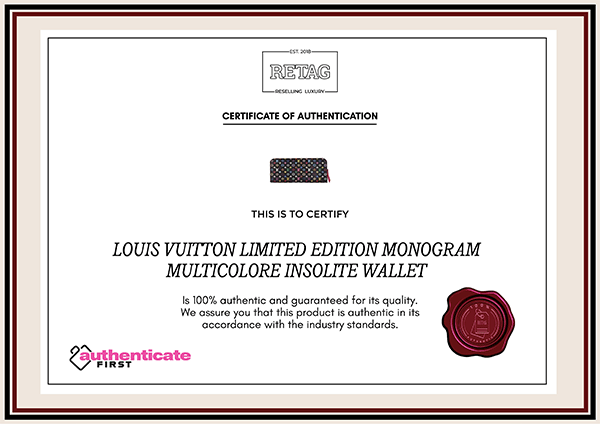 Authentic Louis Vuitton Multicolor Monogram Insolite Wallet Made
