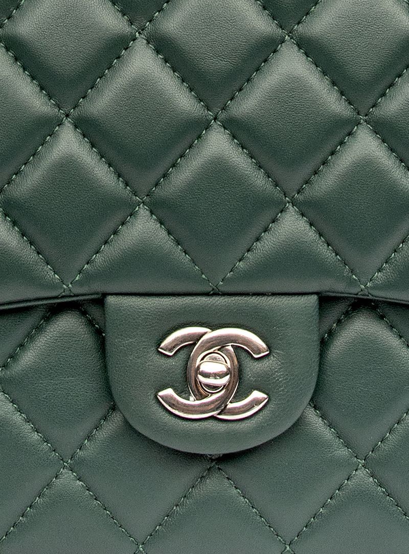 100% Authentic CHANEL Jade Green Quilted Lamskin Leather Bowler Bag  $3450+Tax