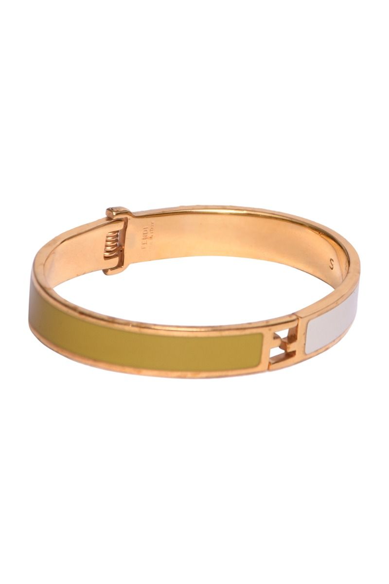 Fendi The Fendista Multicolor Geometric Enamel Gold Tone Wide Bracelet