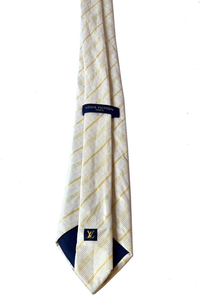 Louis Vuitton Louis Vuitton Tie Silk Yellow Gray Men's Accessories Apparel